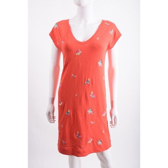 Boden Womens Parrot Embroidered Dress Shift Polly Cotton UK 6 US 2 Red NWT - Picture 1 of 6
